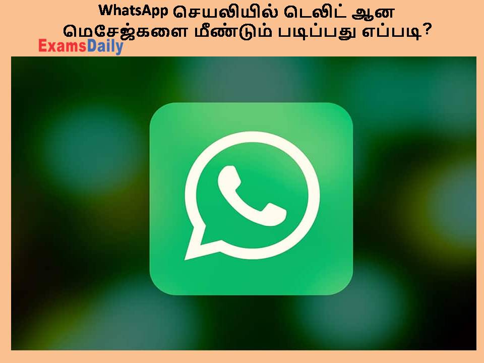 வாட்ஸ் அப் (WhatsApp) செயலியில் டெலீட்டட் செய்திகள் - தெரிந்துகொள்ள வழிமுறைகள்!