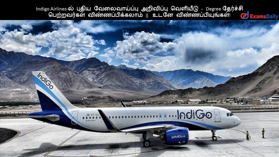 Indigo Airlines-ல் புதிய வேலைவாய்ப்பு அறிவிப்பு வெளியீடு - Degree தேர்ச்சி பெற்றவர்கள் விண்ணப்பிக்கலாம் || உடனே விண்ணப்பியுங்கள்!