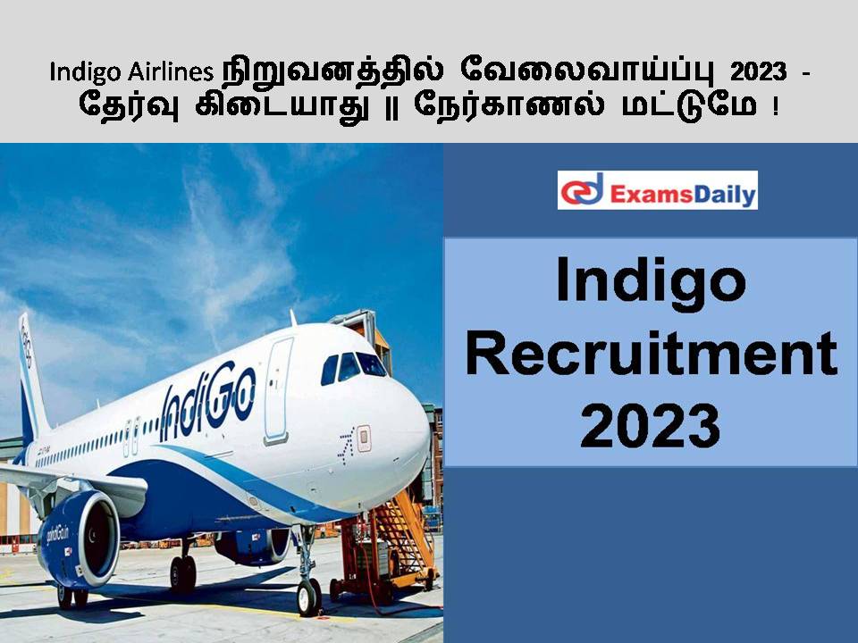 Indigo Airlines நிறுவனத்தில் வேலைவாய்ப்பு 2023 - தேர்வு கிடையாது || நேர்காணல் மட்டுமே!