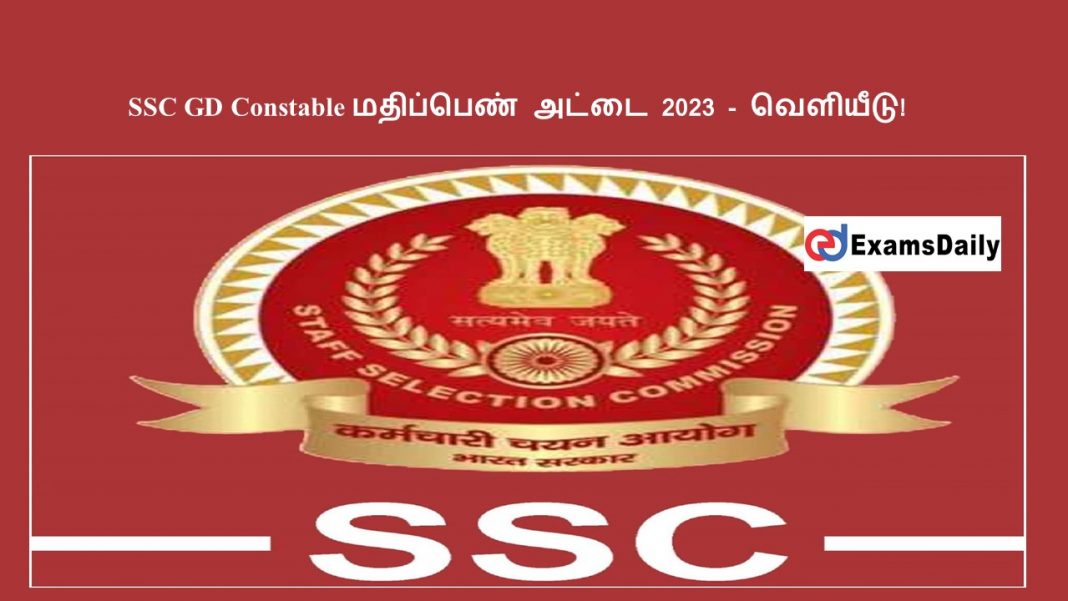 SSC GD Constable மதிப்பெண் அட்டை 2023 - வெளியீடு!