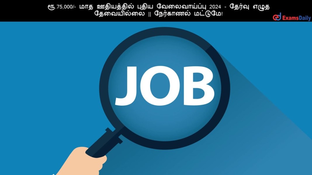 ரூ.75,000/- மாத ஊதியத்தில் புதிய வேலைவாய்ப்பு 2024 - தேர்வு எழுத தேவையில்லை || நேர்காணல் மட்டுமே! ??.75,000/- ??? ?????????? ????? ???????????? 2024 - ?????? ???? ?????????? || ????????? ???????!