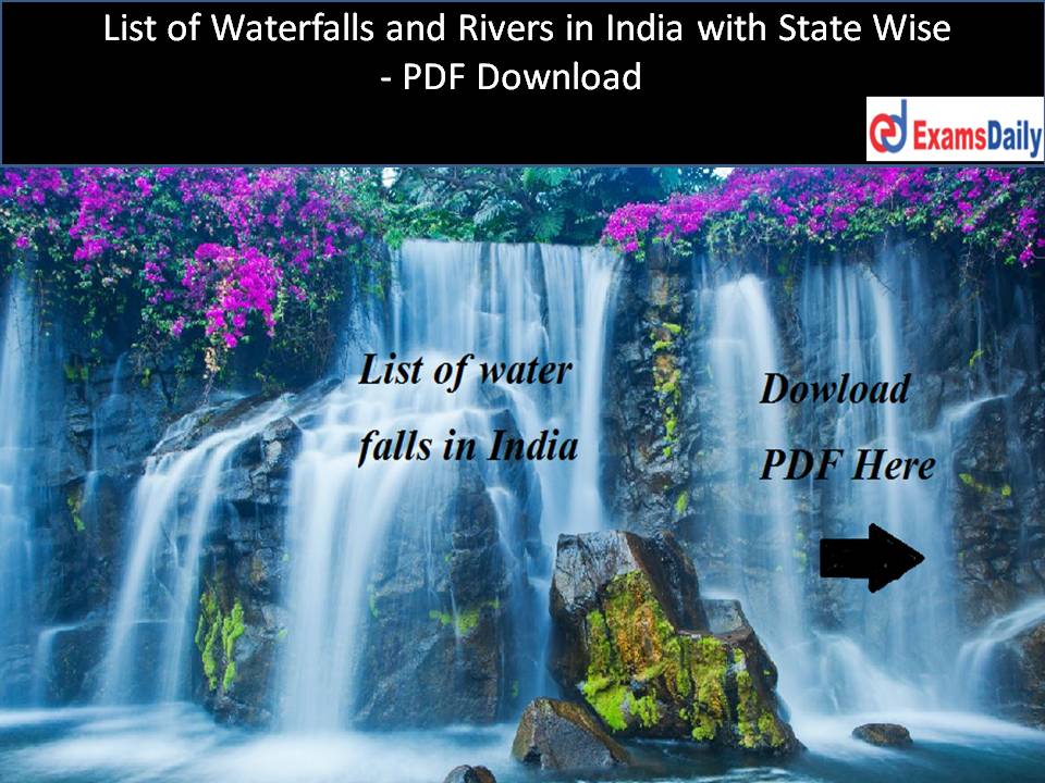 waterfalls in india List of Waterfalls and Rivers in India State Wise in Tamil - PDF Download