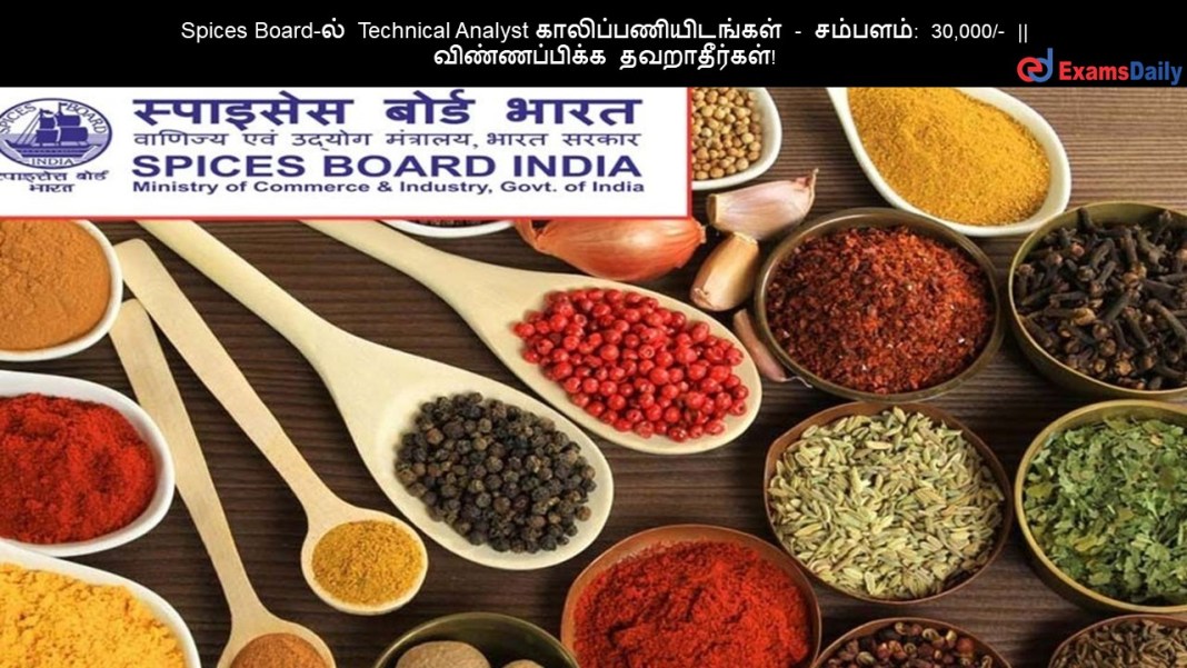 Spices Board Spices Board-?? Technical Analyst ????????????????? - ???????: 30,000/- || ???????????? ???????????!