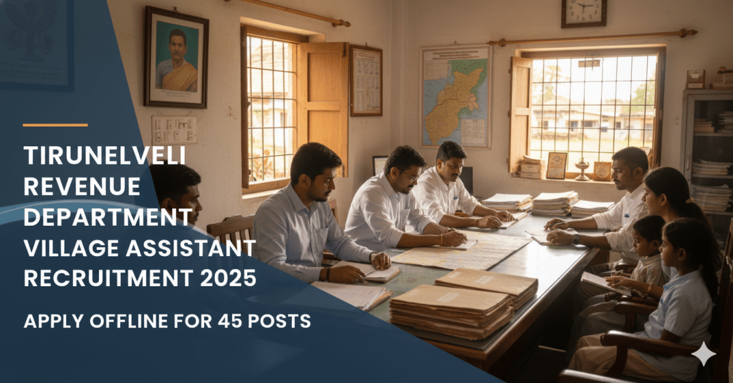 திருநெல்வேலி வருவாய் துறை ஆட்சேர்ப்பு 2025 – 45 கிராம உதவியாளர் பணியிடங்கள் | 10ஆம் வகுப்பு தகுதி | ஆஃப்லைனில் விண்ணப்பிக்கவும்