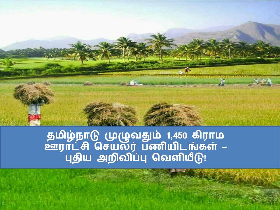 தமிழ்நாடு முழுவதும் 1,450 கிராம ஊராட்சி செயலர் பணியிடங்கள் – புதிய அறிவிப்பு வெளியீடு! ????????? ????????? 1,450 ????? ??????? ?????? ??????????? – ????? ????????? ????????!